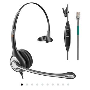 NEW Open Box Wantek Corded Telephone Headset Mono w/Noise Canceling Mic Compatib